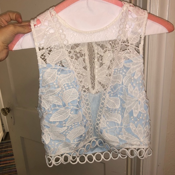 NWOT Lush lace crop top blue - Picture 2 of 8